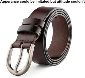 img 1 attached to WHIPPY Silvery Leather Brushed Buckle Women's Accessories and Belts