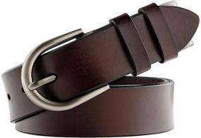 img 4 attached to WHIPPY Silvery Leather Brushed Buckle Women's Accessories and Belts