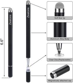 img 3 attached to 🖊️ 2-Pack Zealoire Stylus for iPad - Magnetic Disc Capacitive Pens for Apple/iPhone/iPad Pro/Mini/Air/Android/Microsoft/Surface - Universal Touch Screens - Black/White
