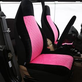img 3 attached to 🚗 Stylish FH Group FB150PINKBLACK102 Pink/Black Heart Patterned Velour Seat Cover with Steering Wheel Cover and Fuzzy Dice - Enhance Your Car's Interior!