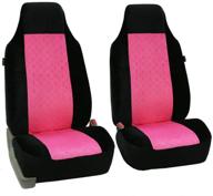 🚗 stylish fh group fb150pinkblack102 pink/black heart patterned velour seat cover with steering wheel cover and fuzzy dice - enhance your car's interior! logo