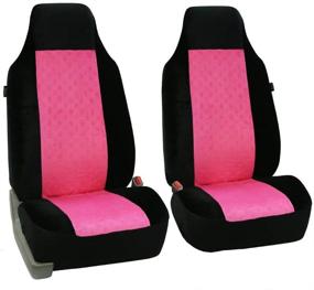 img 4 attached to 🚗 Stylish FH Group FB150PINKBLACK102 Pink/Black Heart Patterned Velour Seat Cover with Steering Wheel Cover and Fuzzy Dice - Enhance Your Car's Interior!