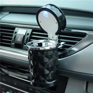 🚬 portable auto car ashtray with blue led light - smokeless cylinder cup holder for smoking (black) logo