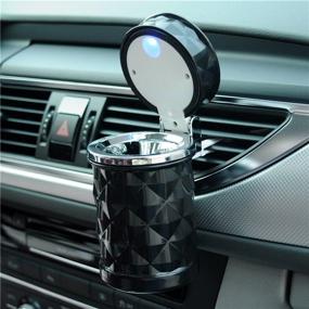 img 4 attached to 🚬 Portable Auto Car Ashtray with Blue LED Light - Smokeless Cylinder Cup Holder for Smoking (Black)