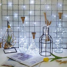 img 2 attached to 🍷 Improved 8-Pack Solar Wine Bottle Lights with 20 LED Silver Wire Cork Lights - Waterproof Fairy Lights for Liquor Bottles, Crafts, Party, Wedding, Halloween, Christmas Decor (Cold White)