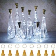 🍷 improved 8-pack solar wine bottle lights with 20 led silver wire cork lights - waterproof fairy lights for liquor bottles, crafts, party, wedding, halloween, christmas decor (cold white) логотип