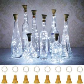 img 4 attached to 🍷 Improved 8-Pack Solar Wine Bottle Lights with 20 LED Silver Wire Cork Lights - Waterproof Fairy Lights for Liquor Bottles, Crafts, Party, Wedding, Halloween, Christmas Decor (Cold White)