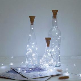 img 3 attached to 🍷 Improved 8-Pack Solar Wine Bottle Lights with 20 LED Silver Wire Cork Lights - Waterproof Fairy Lights for Liquor Bottles, Crafts, Party, Wedding, Halloween, Christmas Decor (Cold White)