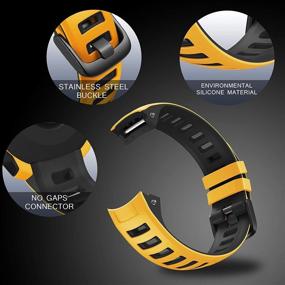 img 1 attached to 🌟 Yellow Silicone Replacement Watch Band for Garmin Instinct/Solar/Tactical by NotoCity