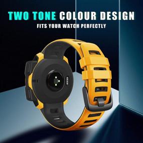 img 2 attached to 🌟 Yellow Silicone Replacement Watch Band for Garmin Instinct/Solar/Tactical by NotoCity