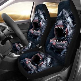 img 3 attached to HUGS IDEA Universal Fit Full Set Cool 3D Pattern Car Seat Covers 2 Piece Гибкая эластичная подушка Защитная пленка для салона автомобиля