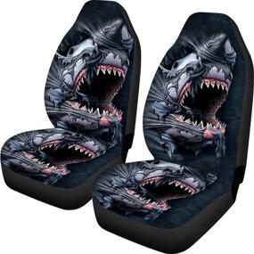 img 4 attached to HUGS IDEA Universal Fit Full Set Cool 3D Pattern Car Seat Covers 2 Piece Гибкая эластичная подушка Защитная пленка для салона автомобиля