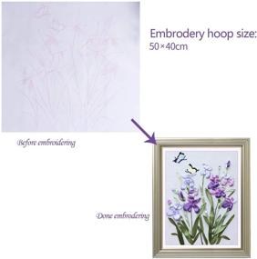 img 3 attached to Fanryn Ribbon Embroidery Kit: 3D Silk Ribbon Butterfly & Flower Pattern Cross Stitch for DIY Home Decoration - 45x35cm (No Frame)