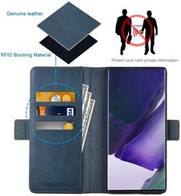 img 2 attached to 📱 KEZiHOME Note 20 Ultra Genuine Leather Wallet Case with RFID Blocking - Navy Blue/Brown