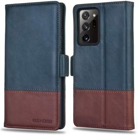 img 4 attached to 📱 KEZiHOME Note 20 Ultra Genuine Leather Wallet Case with RFID Blocking - Navy Blue/Brown