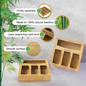 img 2 attached to 🎋 WAVAW Bamboo Ziplock Bag Storage Organizer and Dispenser: The Perfect Solution for Organizing and Dispensing Kitchen Drawer Food Storage Bags - Compatible with Ziploc, Solimo, Glad, Hefty in Gallon, Quart, Sandwich, and Snack Sizes