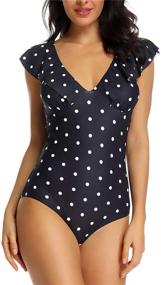 img 4 attached to V Plunge One Piece Swimsuit Swimwear Bathing Women's Clothing and Swimsuits & Cover Ups