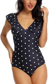 img 1 attached to V Plunge One Piece Swimsuit Swimwear Bathing Women's Clothing and Swimsuits & Cover Ups