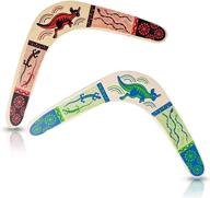 🪃 artcreativity wooden boomerangs - set of 2 | classic returning boomerangs with colorful artwork | fun outdoor toys for camping, backyard, picnic | best gift idea for boys and girls | colors may vary логотип