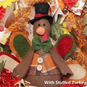 img 1 attached to 🦃 HAUMENLY 16 Inch Artificial Turkey Wreath with Flowers, Maple Leaves, Berries, Acorns, and Bowknots - Thanksgiving Decoration for Front Door, Window, and Wall - Stuffed Turkey Thanksgiving Wreath