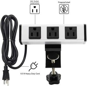 img 3 attached to 💡 BTU Desk Clamp Power Strip with 3 AC Outlets | Mountable Desk Edge Power Outlet Mount | Removable Power Plugs with 6.5ft Power Cord | Ideal for Home Office Use