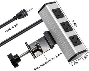 img 2 attached to 💡 BTU Desk Clamp Power Strip with 3 AC Outlets | Mountable Desk Edge Power Outlet Mount | Removable Power Plugs with 6.5ft Power Cord | Ideal for Home Office Use