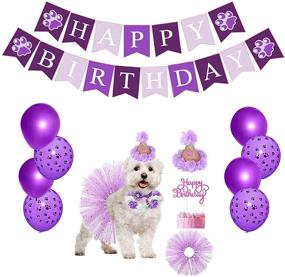 img 4 attached to Dog Birthday Bandana Supplies Purple