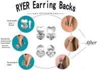👂 ryer earring backs: lift and style your droopy earrings with 4 pairs of adjustable hypoallergenic earring lifters in silver, gold, and rose gold plated heart style logo