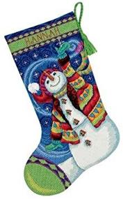 img 1 attached to 🎄 Dimensions Needlecrafts Needlepoint: Delightful Happy Snowman Stocking (71-09143)