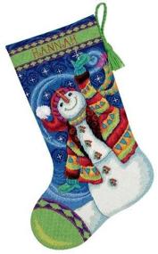 img 2 attached to 🎄 Dimensions Needlecrafts Needlepoint: Delightful Happy Snowman Stocking (71-09143)