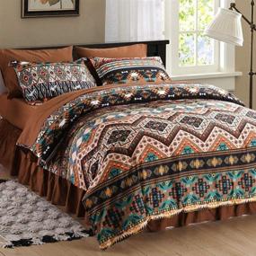 img 4 attached to 💤 Experience Undeniable Comfort and Style with SexyTown Boho Comforter Set Queen Bed in A Bag 8 Piece Deep Pocket - Complete Bedding Solution with Bed Skirt, Bohemian Tribal Design, and Down Comforter