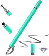 🖊️ 2-in-1 stylus pen for touch screens - high sensitivity fine tip stylus pen for ipad, iphone, apple, android, tablet, hp chromebook - drawing and writing disc tips - turquoise logo