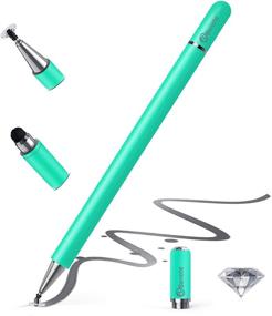 img 4 attached to 🖊️ 2-in-1 Stylus Pen for Touch Screens - High Sensitivity Fine Tip Stylus Pen for iPad, iPhone, Apple, Android, Tablet, hp Chromebook - Drawing and Writing Disc Tips - Turquoise