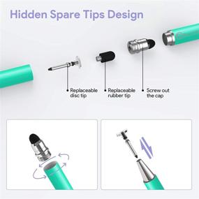 img 2 attached to 🖊️ 2-in-1 Stylus Pen for Touch Screens - High Sensitivity Fine Tip Stylus Pen for iPad, iPhone, Apple, Android, Tablet, hp Chromebook - Drawing and Writing Disc Tips - Turquoise