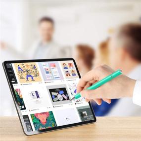 img 1 attached to 🖊️ 2-in-1 Stylus Pen for Touch Screens - High Sensitivity Fine Tip Stylus Pen for iPad, iPhone, Apple, Android, Tablet, hp Chromebook - Drawing and Writing Disc Tips - Turquoise