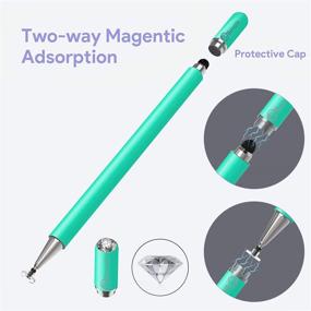 img 3 attached to 🖊️ 2-in-1 Stylus Pen for Touch Screens - High Sensitivity Fine Tip Stylus Pen for iPad, iPhone, Apple, Android, Tablet, hp Chromebook - Drawing and Writing Disc Tips - Turquoise