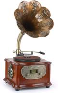 🎵 деревянный фонограф граммофон пластинок - 33/45 об/мин, выход fm/aux/usb, bluetooth 4.2 логотип