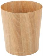 🗑️ mdesign decorative round trash can wastebasket - stylish natural wood print design for bathrooms, powder rooms, kitchens, home offices logo