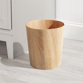 img 3 attached to 🗑️ mDesign Decorative Round Trash Can Wastebasket - Stylish Natural Wood Print Design for Bathrooms, Powder Rooms, Kitchens, Home Offices