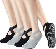 🧦 women's yoga pilate non slip skid socks with anti-slip grip & strap | sticky, size us 5-9 логотип