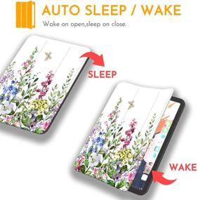 img 2 attached to 🌸 Hepix Floral iPad 10.9 inch Air 4th Generation Case with Pencil Holder 2020, Trifold Protective Shockproof Smart Cover Auto Sleep Wake for A2072 A2316 A2324 A2325 - Gorden Floral Design