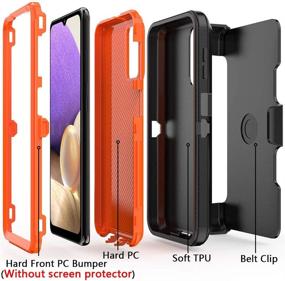 img 2 attached to Samsung Galaxy A32 5G Case: Heavy Duty Shockproof Armor with Belt Clip Holster in Black+Orange