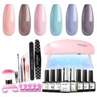modelones nail gel polish kit: 6 colors fall-winter gel nail polish set with uv light, all-in-one manicure kit, portable nail dryer lamp - christmas gift logo