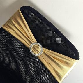 img 4 attached to 🎁 10PCS Metallic Gold Chair Cover Stretch Bands with Buckle Slider Sashes Bow - Perfect Wedding Banquet Decoration