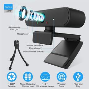 img 3 attached to 🎥 HD 1080P Webcam with Privacy Cover, Stereo Microphone, and USB Connectivity – Perfect for Video Conferencing, Gaming, Recording, Online Classes – Compatible with Desktop and Laptop Computers