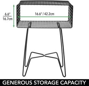 img 1 attached to 🌑 mDesign Modern Industrial Side Table with Storage Shelf - 2-Tier Metal Minimal End Table - Minimalistic Metallic Caged Grid Design - Versatile Accent Furniture for Living Room, Bedroom, Office, and Dorm Room - Black