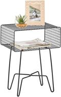 🌑 mdesign modern industrial side table with storage shelf - 2-tier metal minimal end table - minimalistic metallic caged grid design - versatile accent furniture for living room, bedroom, office, and dorm room - black logo