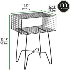 img 2 attached to 🌑 mDesign Modern Industrial Side Table with Storage Shelf - 2-Tier Metal Minimal End Table - Minimalistic Metallic Caged Grid Design - Versatile Accent Furniture for Living Room, Bedroom, Office, and Dorm Room - Black