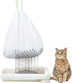 img 4 attached to 🐱 Suhaco Cat Sifting Litter Box Liners 14S: Convenient & Easy-to-Use Disposable Liner Bags for Medium Cats Litter Pan with Drawstring