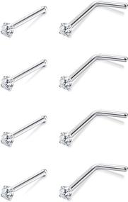 img 4 attached to 💎 VALDEAS 20G Nose Ring Studs CZ Nose Studs | 316L Stainless Steel Nose Studs for Women | Nose Rings Set with Austrian Cubic Zirconia | Nose Piercing Jewelry 1.5-3MM